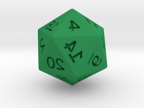 Mirror D20 in Green Smooth Versatile Plastic: Small