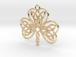 Shamrock Knot Pendant 1.25 Inch in 14K Yellow Gold