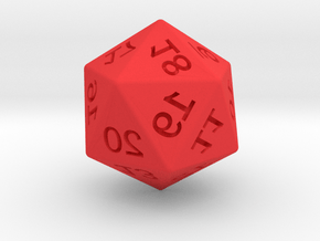 Mirror D20 (spindown) in Red Smooth Versatile Plastic: Small