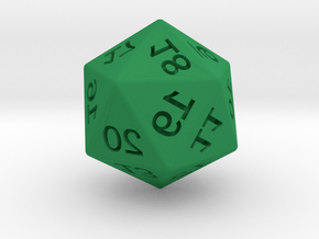 Mirror D20 (spindown) in Green Smooth Versatile Plastic: Small