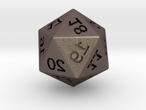 Mirror D20 (spindown) in Polished Bronzed-Silver Steel: Large