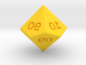 Mirror D10 (tens) in Yellow Smooth Versatile Plastic: Small