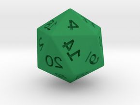 Mirror D20 in Green Smooth Versatile Plastic: Small