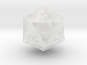 Mirror D20 (spindown) in Clear Ultra Fine Detail Plastic: Small