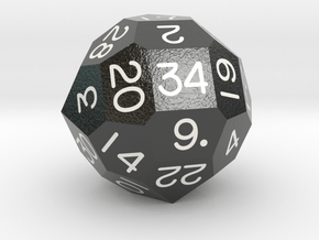 Fourfold Polyhedral d34 (Black) in Smooth Full Color Nylon 12 (MJF)