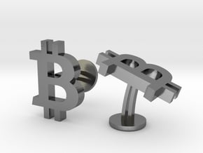 Bitcoin B Symbol Cufflinks in Polished Silver