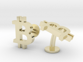 Bitcoin B Symbol Cufflinks in 9K Yellow Gold 