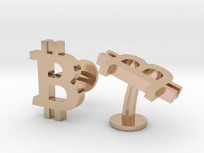 Bitcoin B Symbol Cufflinks in 9K Rose Gold 