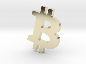 Bitcoin B Logo Crypto Currency Lapel Pin in 9K Yellow Gold 