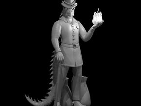 Dragonborn Male Sorcerer 5 with tail in Clear Ultra Fine Detail Plastic