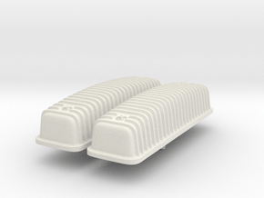 1:8 scale Ribbed Valve Covers for Ford Y-Block  in White Natural Versatile Plastic