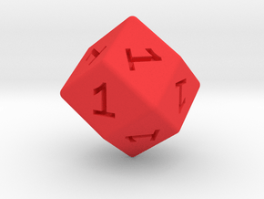 All Ones D12 (rhombic) in Red Smooth Versatile Plastic: Small