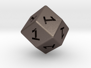 All Ones D12 (rhombic) in Polished Bronzed-Silver Steel: Large