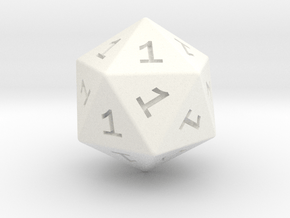All Ones D20 in White Smooth Versatile Plastic: Small