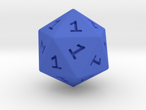 All Ones D20 in Blue Smooth Versatile Plastic: Small