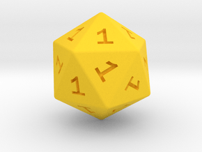 All Ones D20 in Yellow Smooth Versatile Plastic: Small