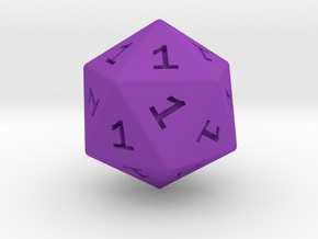 All Ones D20 in Purple Smooth Versatile Plastic: Small