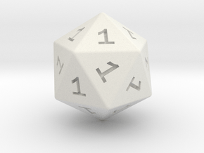 All Ones D20 in White Natural Versatile Plastic: Small