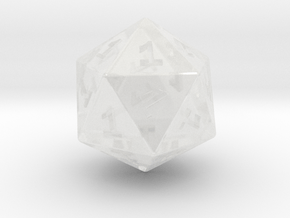 All Ones D20 in Clear Ultra Fine Detail Plastic: Small
