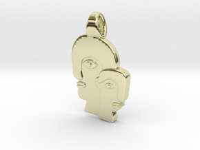 Abstract faces in 14K Yellow Gold