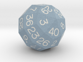 d40 Lentahedron (Dull Blue) in Natural Full Color Nylon 12 (MJF)