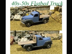 HO Scale Pickup Truck Flatbed 1940s-50s Era Truck in White Natural Versatile Plastic