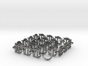 Pi Symbol 15 inch Necklace  in Polished Silver (Interlocking Parts)