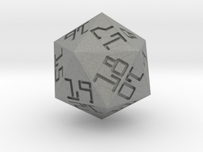 Programmer's D20 (spindown) in Gray PA12: Small