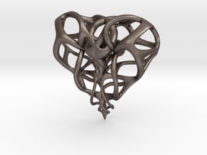 Heart for Love in Polished Bronzed Silver Steel