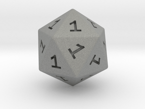 All Ones D20 in Gray PA12: Small