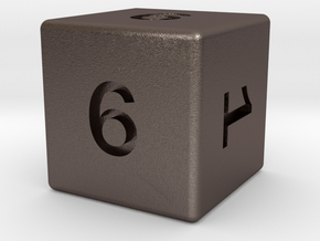Gambler's D6 in Polished Bronzed-Silver Steel: Small
