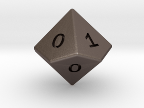 Gambler's D10 (ones) in Polished Bronzed-Silver Steel: Large