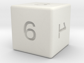 Gambler's D6 in White Natural Versatile Plastic: Small