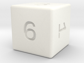 Gambler's D6 in White Smooth Versatile Plastic: Small