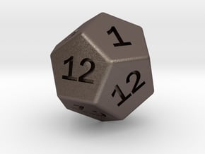 Gambler's D12 in Polished Bronzed-Silver Steel: Large