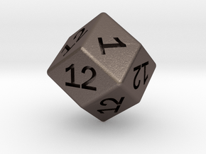 Gambler's D12 (rhombic) in Polished Bronzed-Silver Steel: Large