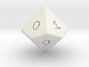 Gambler's D10 (ones) in White Natural Versatile Plastic: Small