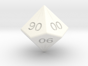 Gambler's D10 (tens) in White Smooth Versatile Plastic: Small