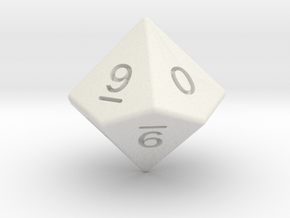 Gambler's D10 (ones, alternate) in White Natural Versatile Plastic