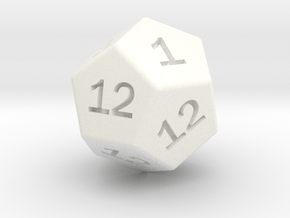 Gambler's D12 in White Smooth Versatile Plastic: Small