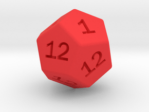 Gambler's D12 in Red Smooth Versatile Plastic: Small