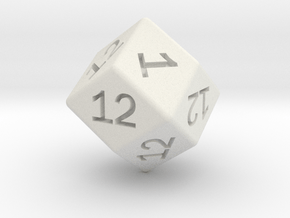 Gambler's D12 (rhombic) in White Natural Versatile Plastic: Small