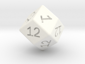 Gambler's D12 (rhombic) in White Smooth Versatile Plastic: Small