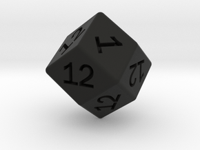 Gambler's D12 (rhombic) in Black Smooth Versatile Plastic: Small