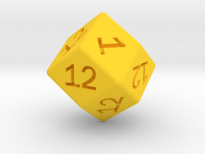 Gambler's D12 (rhombic) in Yellow Smooth Versatile Plastic: Small