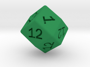 Gambler's D12 (rhombic) in Green Smooth Versatile Plastic: Small