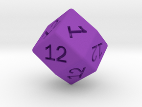 Gambler's D12 (rhombic) in Purple Smooth Versatile Plastic: Small