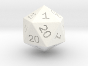 Gambler's D20 in White Smooth Versatile Plastic: Small