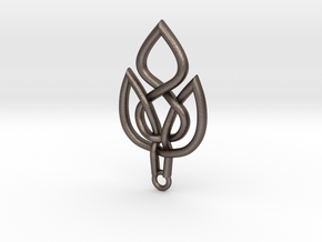 Leaf Celtic Knot Pendant in Polished Bronzed Silver Steel