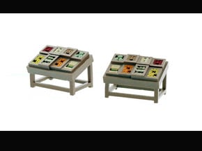 S Scale Produce vending Tables 2 Pack in Tan Fine Detail Plastic